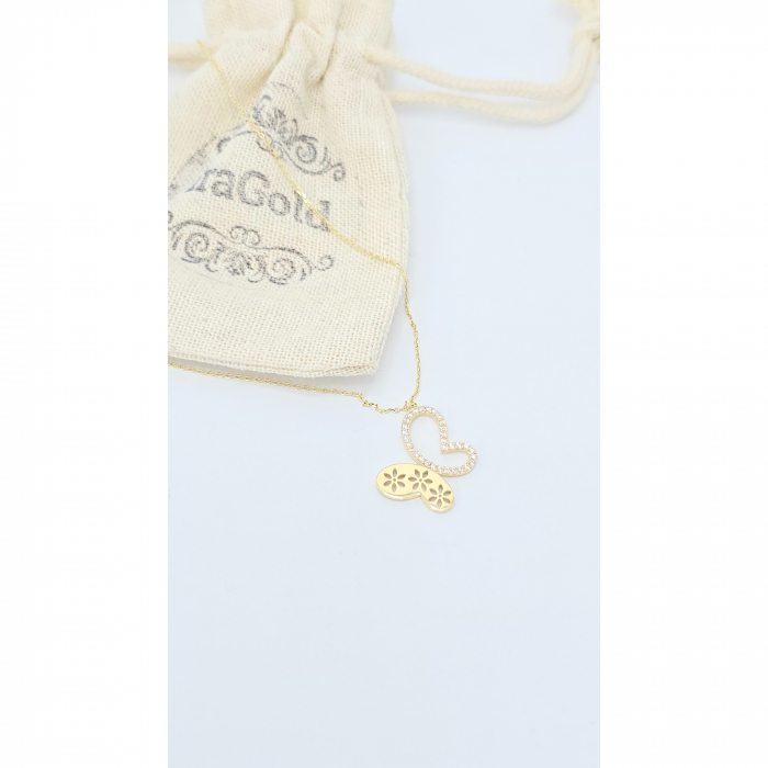 Lant cu Fluture din Aur 14 kt, pietre zirconia , 2,58 gr [2]