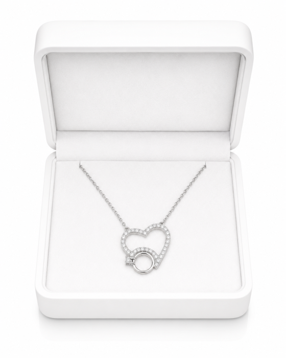 Lanț cu Inel și Inimioară din Argint 925 cu Cristale Zirconia – 2.68 g, 40-45 cm [2]