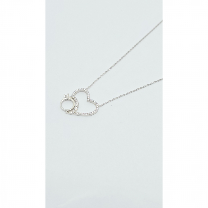 Lanț cu Inel și Inimioară din Argint 925 cu Cristale Zirconia – 2.68 g, 40-45 cm [5]