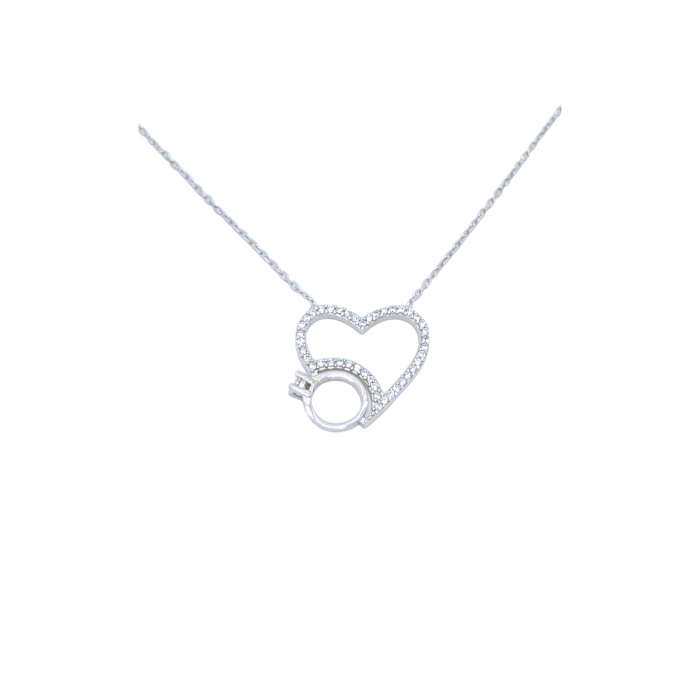 Lanț cu Inel și Inimioară din Argint 925 cu Cristale Zirconia – 2.68 g, 40-45 cm [1]