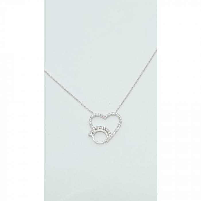 Lanț cu Inel și Inimioară din Argint 925 cu Cristale Zirconia – 2.68 g, 40-45 cm [2]