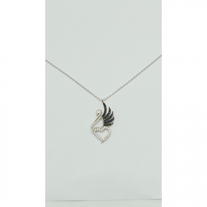 Lanț cu Lebădă și Inimă din Argint 925 cu Cristale Zirconia – 2.82 g, 42-48 cm [5]