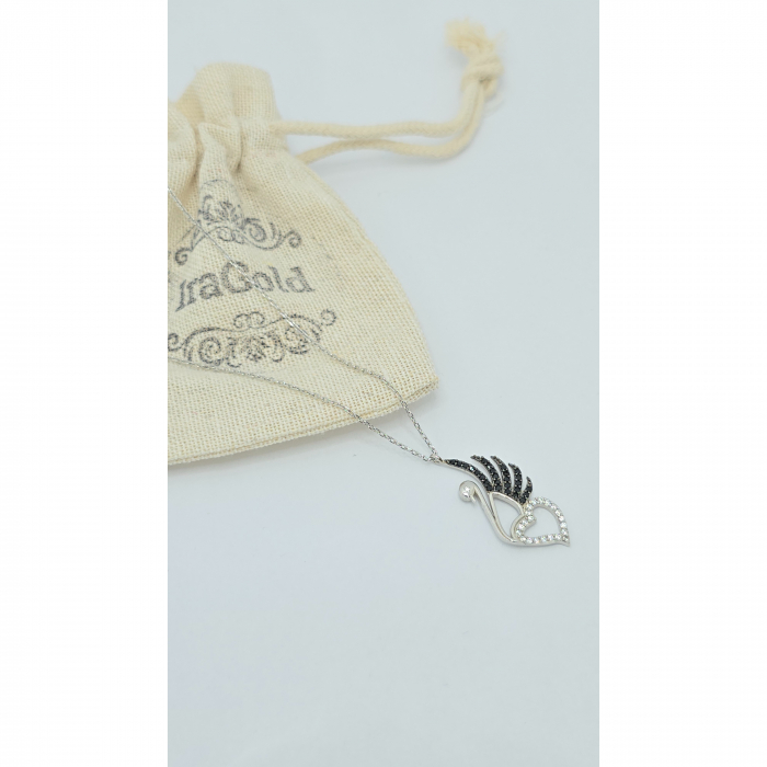 Lanț cu Lebădă și Inimă din Argint 925 cu Cristale Zirconia – 2.82 g, 42-48 cm [2]