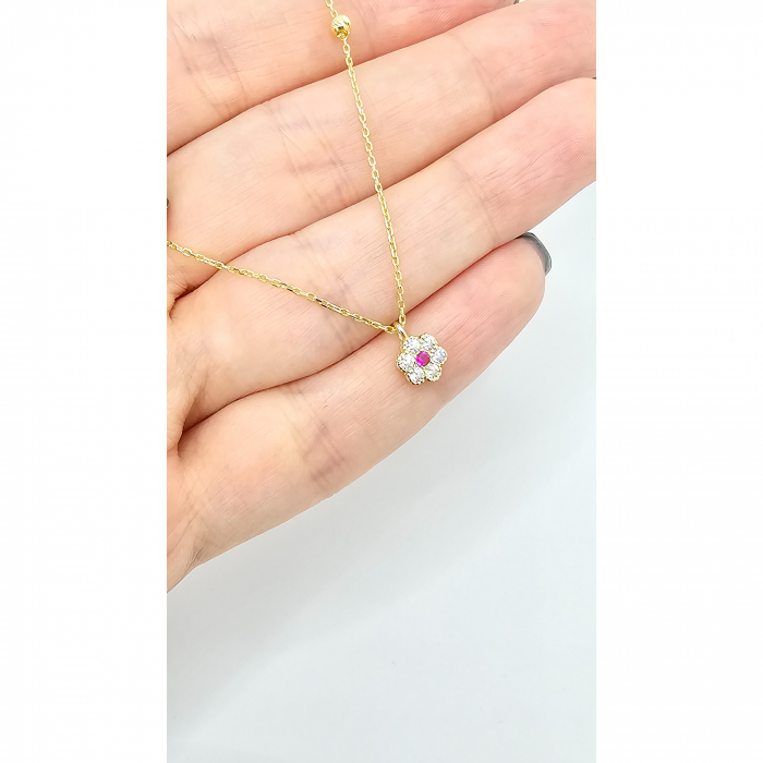 Lant cu o Floricica din Aur 14 kt , Cristale zirconia , 2,97 gr [2]
