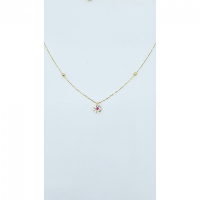 Lant cu o Floricica din Aur 14 kt , Cristale zirconia , 2,97 gr [4]