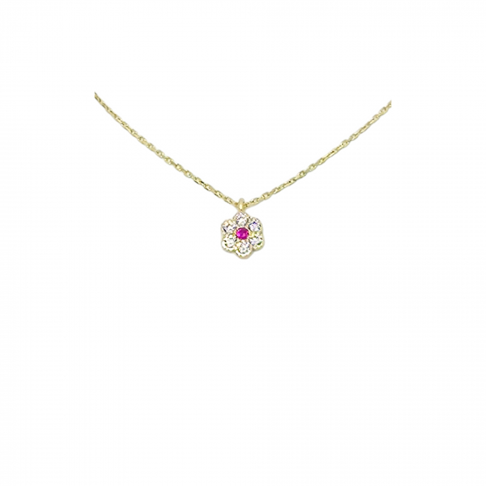 Lant cu o Floricica din Aur 14 kt , Cristale zirconia , 2,97 gr [1]