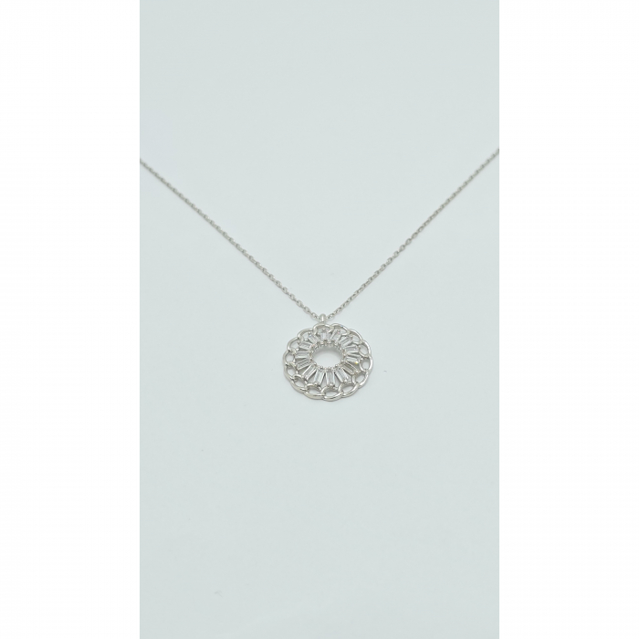 Lanț cu Pandant Rotund din Argint 925 cu Cristale Zirconia – 2.83 g, 40-45 cm [4]