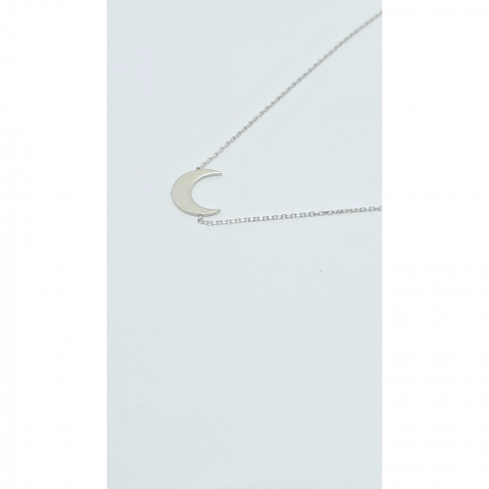 Lanț cu Semilună din Argint 925 cu Cristale Zirconia – 2.01 g, 41-47 cm [5]