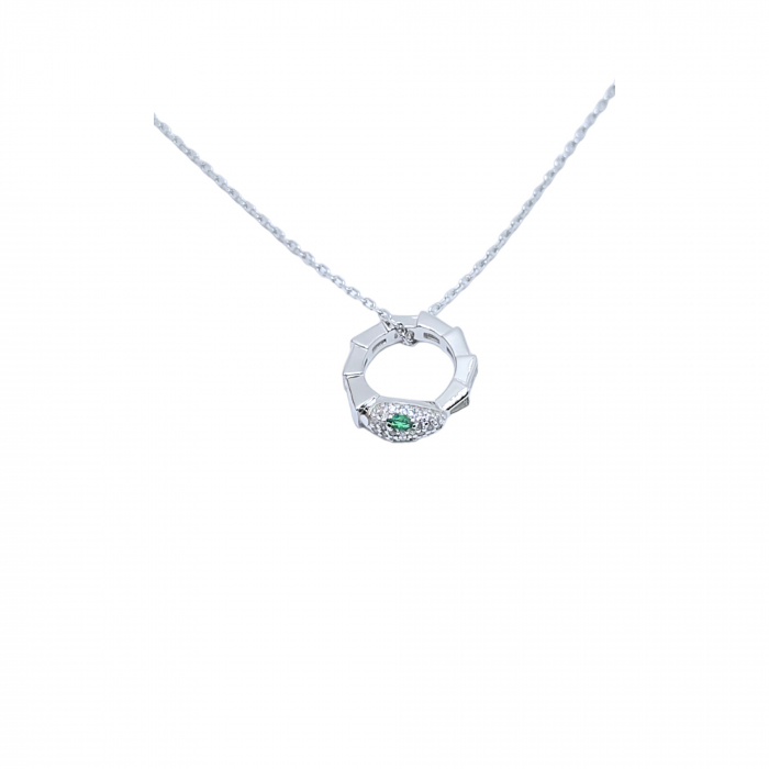 Lanț din Argint 925 Cap de Șarpe cu Smarald și Cristale Zirconia – 3.79 g, 40-45 cm [1]