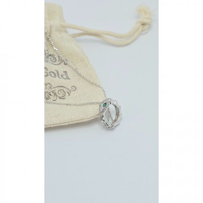 Lanț din Argint 925 Cap de Șarpe cu Smarald și Cristale Zirconia – 3.79 g, 40-45 cm [5]