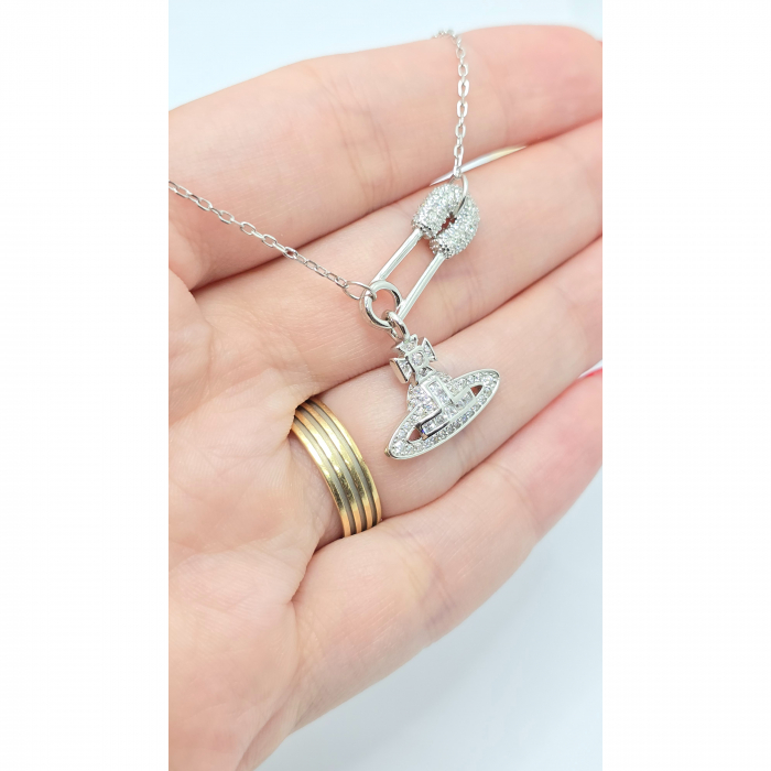 Lanț din Argint 925 cu Ac de Siguranță și Cristale Zirconia – 4.67 g, 41-45 cm [2]