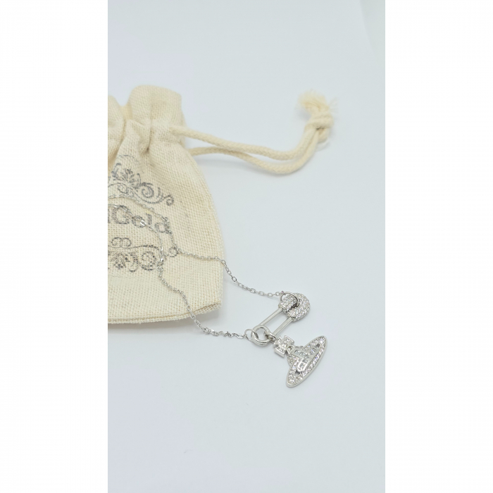 Lanț din Argint 925 cu Ac de Siguranță și Cristale Zirconia – 4.67 g, 41-45 cm [3]