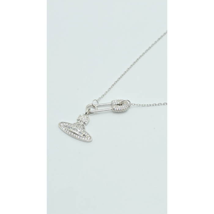 Lanț din Argint 925 cu Ac de Siguranță și Cristale Zirconia – 4.67 g, 41-45 cm [5]