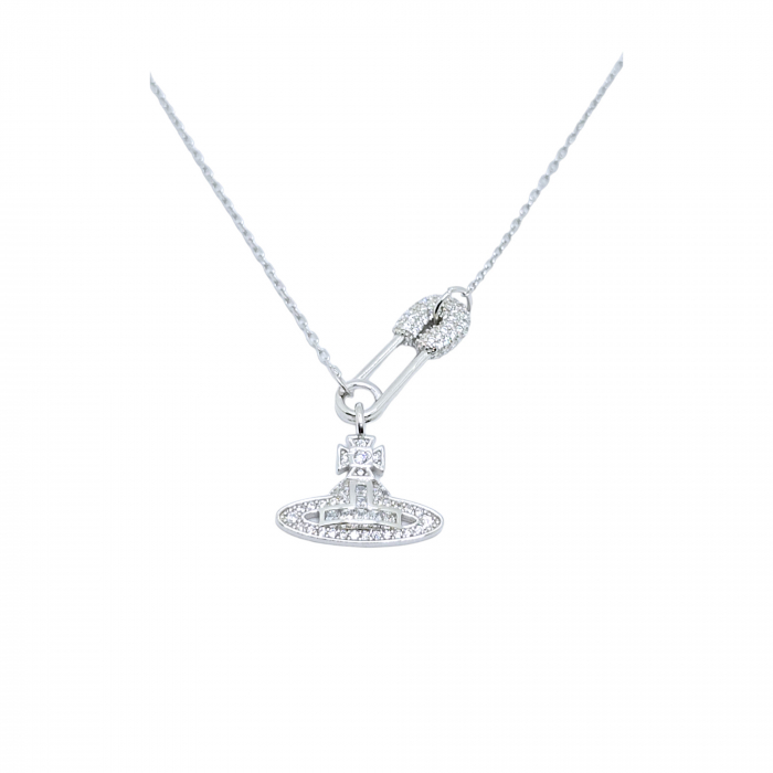 Lanț din Argint 925 cu Ac de Siguranță și Cristale Zirconia – 4.67 g, 41-45 cm [1]