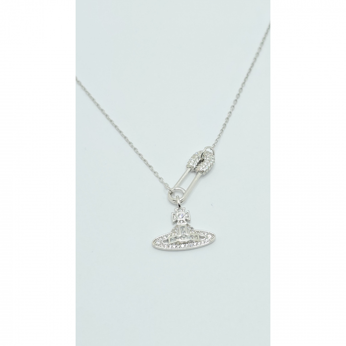 Lanț din Argint 925 cu Ac de Siguranță și Cristale Zirconia – 4.67 g, 41-45 cm [4]