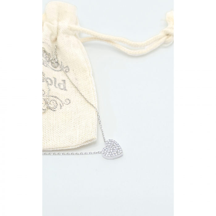 Lanț din Argint 925 cu Inimioară și Cristale Zirconia – 2.18 g, 40-45 cm [2]