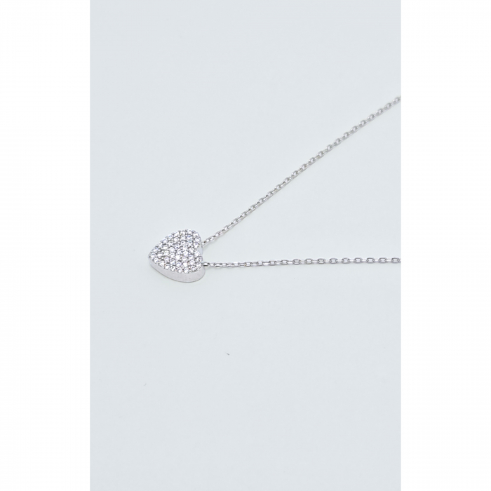Lanț din Argint 925 cu Inimioară și Cristale Zirconia – 2.18 g, 40-45 cm [4]