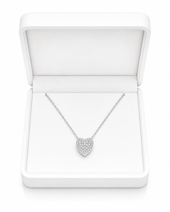 Lanț din Argint 925 cu Inimioară și Cristale Zirconia – 2.18 g, 40-45 cm [2]