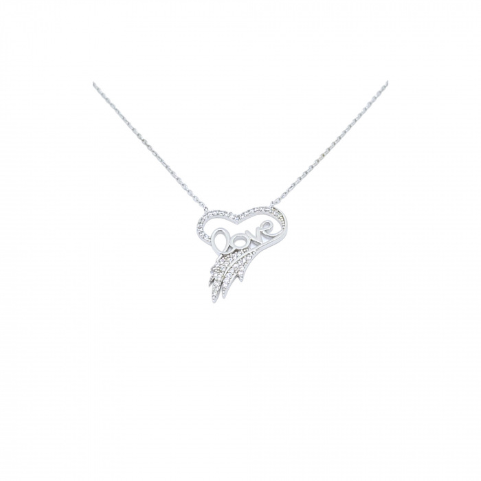 Lanț din Argint 925 "LOVE" cu Cristale Zirconia Transparente – 2.93 g, 41-47 cm [1]
