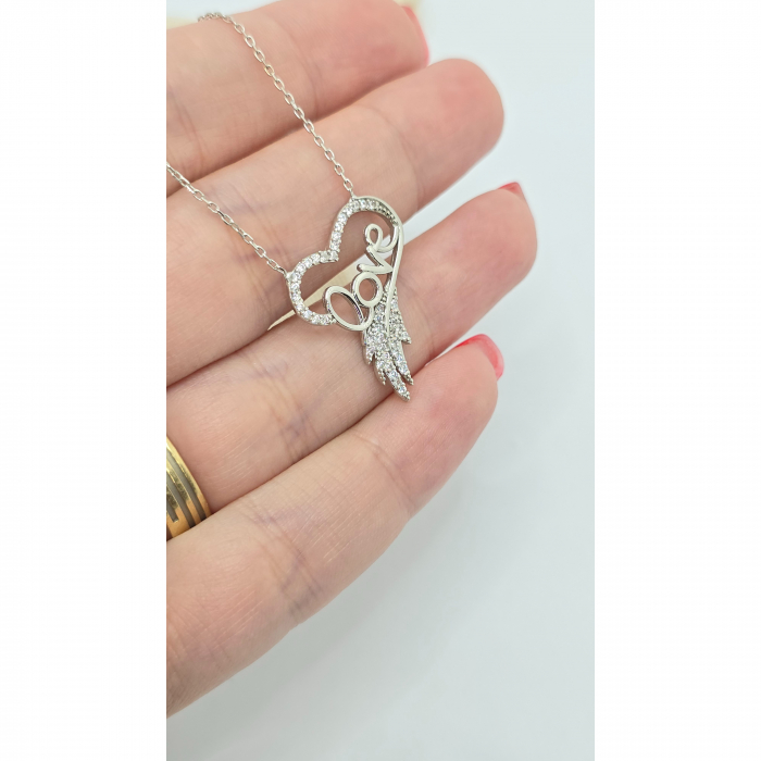 Lanț din Argint 925 "LOVE" cu Cristale Zirconia Transparente – 2.93 g, 41-47 cm [3]