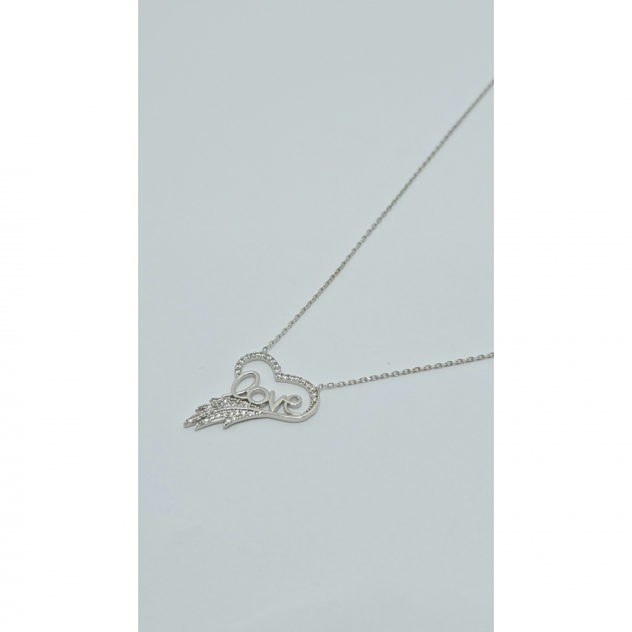 Lanț din Argint 925 "LOVE" cu Cristale Zirconia Transparente – 2.93 g, 41-47 cm [5]