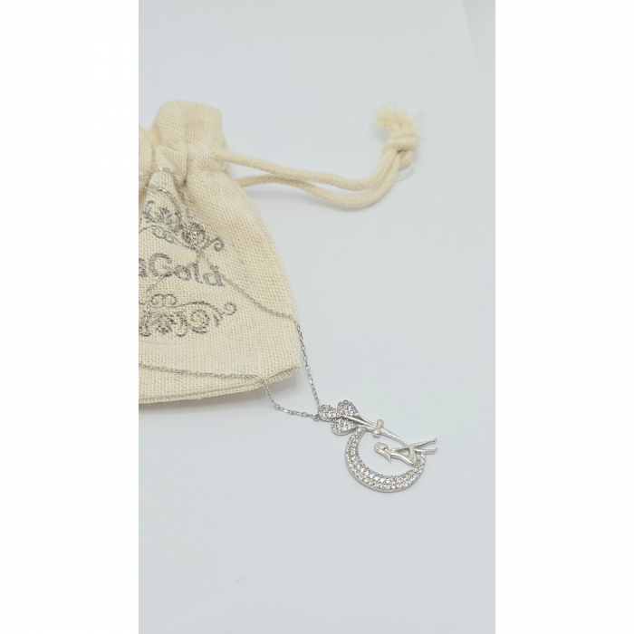 Lanț din Argint 925 cu Lună și Fetiță cu Baloane, Cristale Zirconia – 2.96 g, 40-46 cm [3]