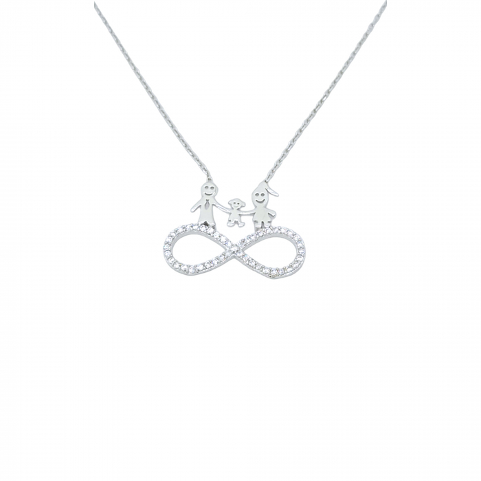 Lanț Familie din Argint 925 cu Cristale Zirconia – 2.44 g, 40-45 cm [1]
