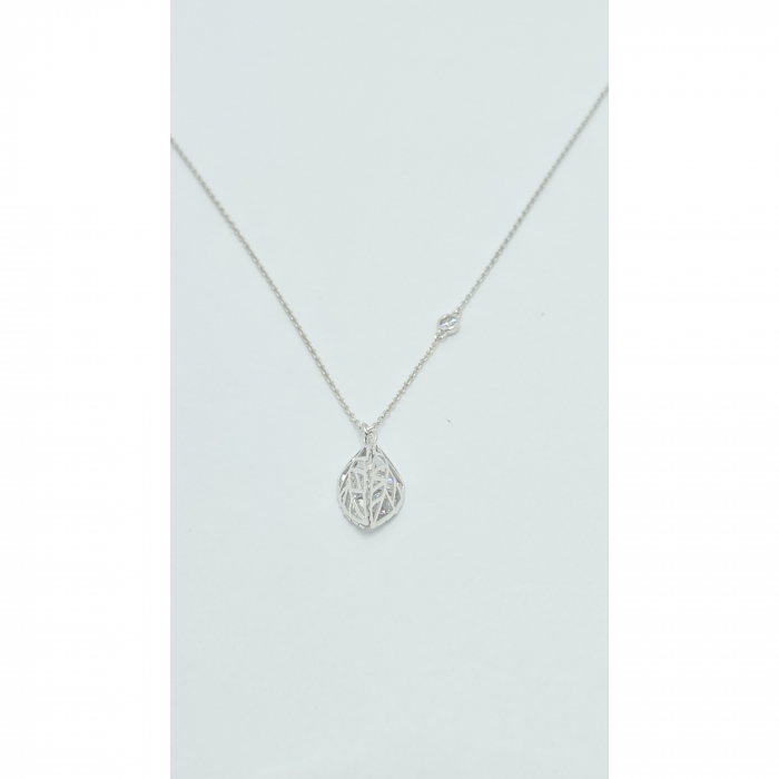 Lanț Frunzuliță 3D cu Cristal din Argint 925 – 1.88 g, 40-43 cm [4]