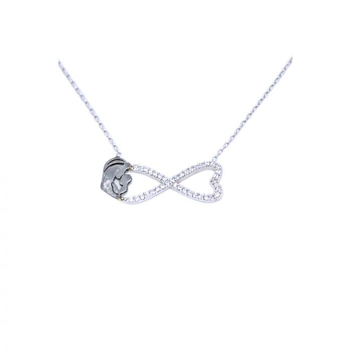 Lanț Infinit Mamă și Bebeluș din Argint 925 cu Cristale Zirconia – 2.22 g, 41.5-45 cm [1]
