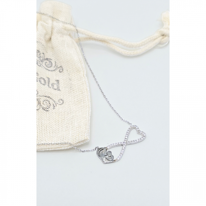 Lanț Infinit Mamă și Bebeluș din Argint 925 cu Cristale Zirconia – 2.22 g, 41.5-45 cm [2]