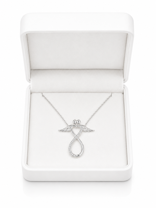 Lanț Infinit și Îndrăgostiți din Argint 925 cu Cristale Zirconia – 2.53 g, 40-46 cm [3]