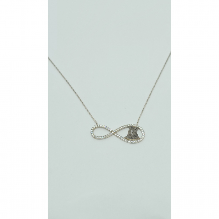 Lanț Infinit și Îndrăgostiți din Argint 925 cu Cristale Zirconia – 2.43 g, 42-45 cm [5]