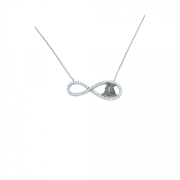 Lanț Infinit și Îndrăgostiți din Argint 925 cu Cristale Zirconia – 2.43 g, 42-45 cm [1]