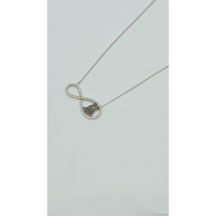 Lanț Infinit și Îndrăgostiți din Argint 925 cu Cristale Zirconia – 2.43 g, 42-45 cm [4]