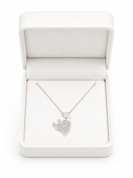 Lanț Mamă cu Fetiță și Băiețel din Argint 925 cu Cristale Zirconia – 2.60 g, 40-46 cm [2]