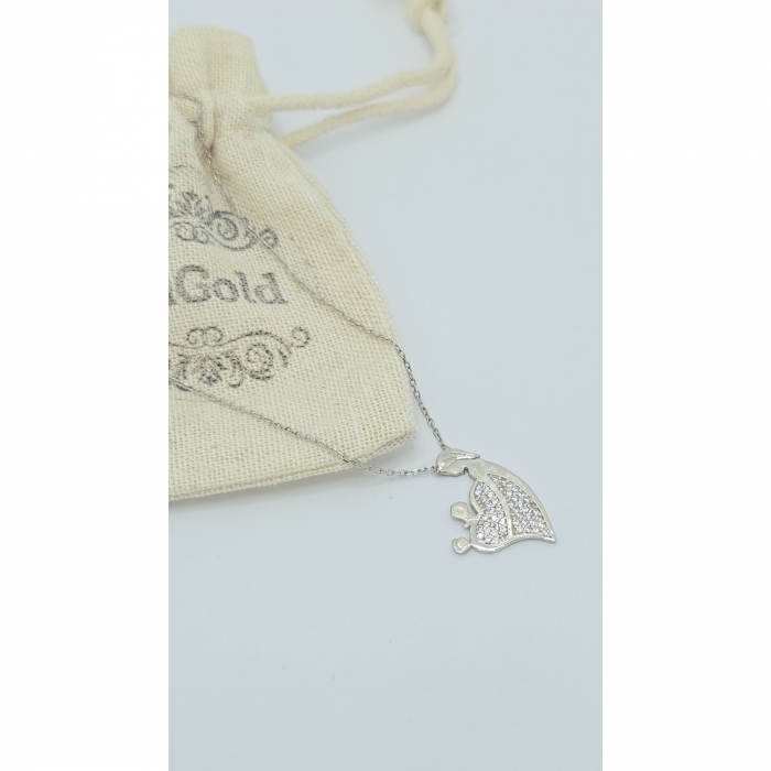 Lanț Mamă cu Fetiță și Băiețel din Argint 925 cu Cristale Zirconia – 2.60 g, 40-46 cm [3]