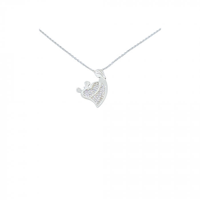 Lanț Mamă cu Fetiță și Băiețel din Argint 925 cu Cristale Zirconia – 2.60 g, 40-46 cm [1]