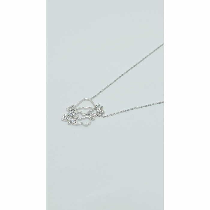 Lanț Mamă și Bebe din Argint 925 cu Cristale Zirconia – 2.84 g, 41-46 cm [5]