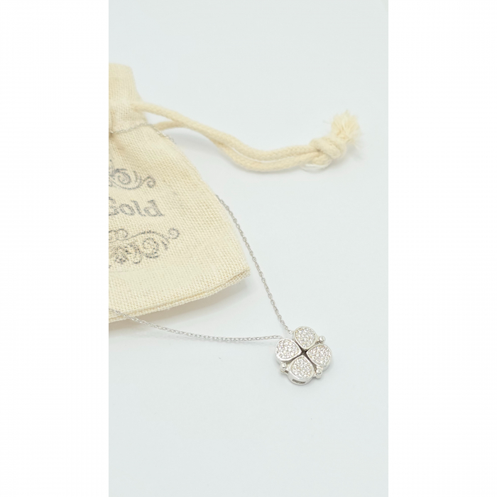 Lanț Trifoi sau 4 Inimioare din Argint 925 cu Cristale Zirconia – 3.60 g, 40-48 cm [2]