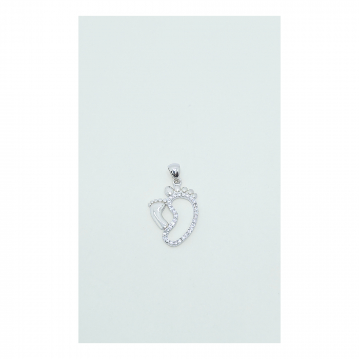 Medalion cu Piciorușe Bebe din Argint 925 cu Cristale Zirconia – 1.43 g [3]