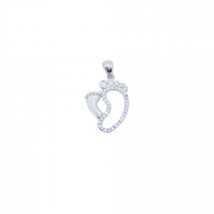 Medalion cu Piciorușe Bebe din Argint 925 cu Cristale Zirconia – 1.43 g [1]