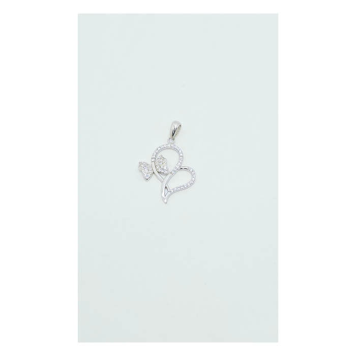 Medalion Inimă și Fluturaș din Argint 925 cu Cristale Zirconia – 1.24 g [3]