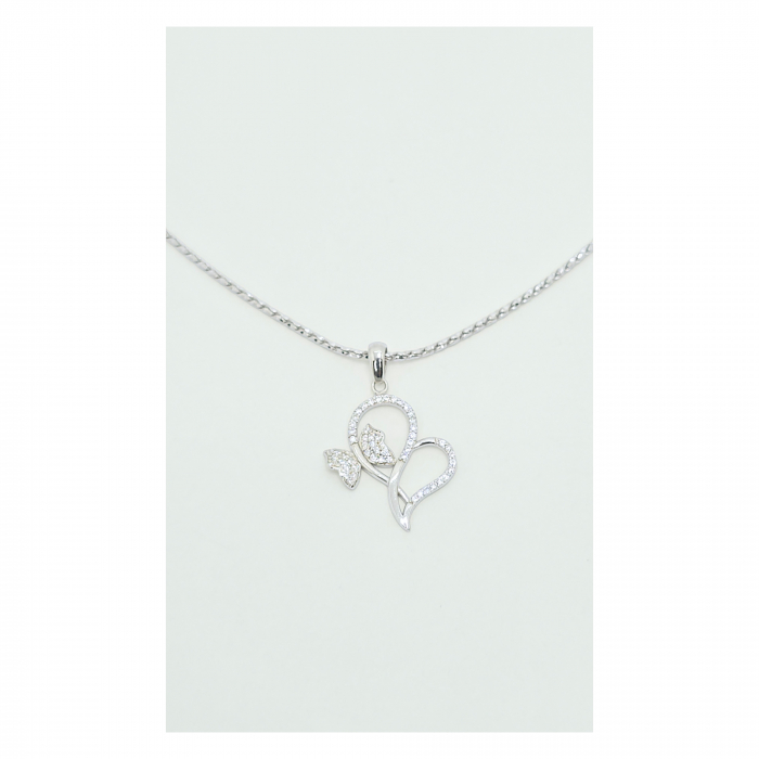 Medalion Inimă și Fluturaș din Argint 925 cu Cristale Zirconia – 1.24 g [4]