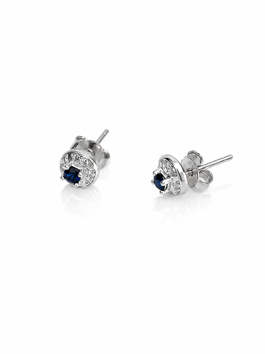 Set Delicat din Argint 925 cu Piatră Albastru Safir – Medalion, Inel și Cercei [2]