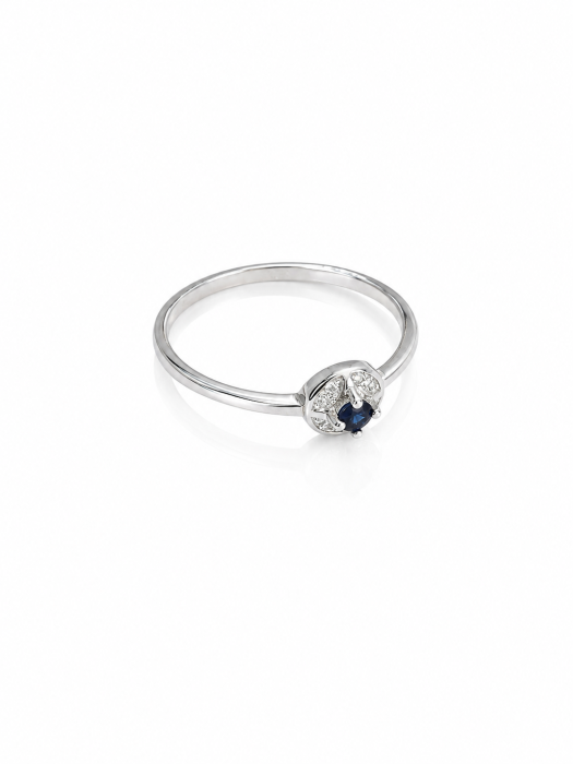 Set Delicat din Argint 925 cu Piatră Albastru Safir – Medalion, Inel și Cercei [3]
