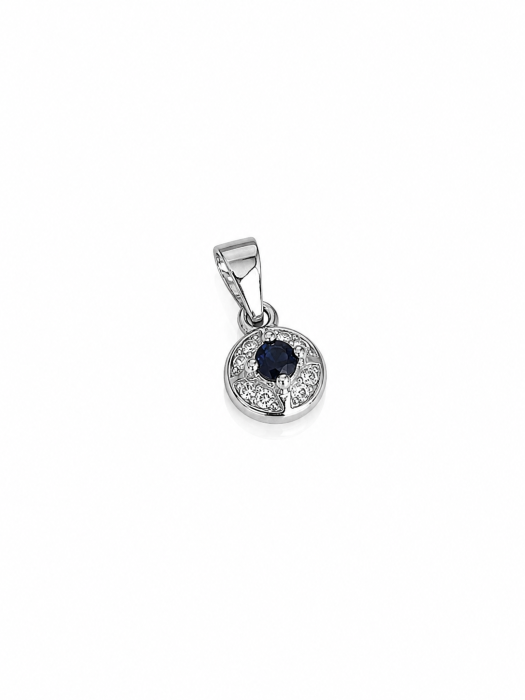 Set Delicat din Argint 925 cu Piatră Albastru Safir – Medalion, Inel și Cercei [4]