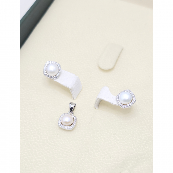 Set Elegant din Argint 925 cu Perle de Cultură și Cristale Zirconia – 3.24 g [5]