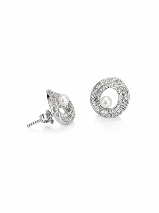 Set Elegant din Argint 925 cu Perlă și Zirconii – Colier și Cercei [3]