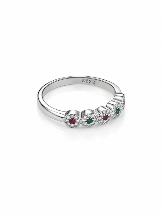 Set Elegant din Argint 925 cu Pietre Multicolore – Brățară, Inel, Medalion și Cercei [5]