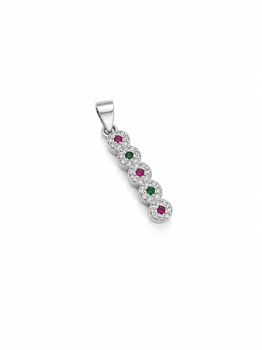 Set Elegant din Argint 925 cu Pietre Multicolore – Brățară, Inel, Medalion și Cercei [4]